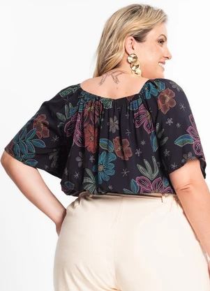 Secret Glam - Blusa Cropped Feminina Plus Size Preto - SECRET GLAM