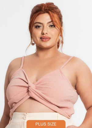 Secret Glam - Blusa Cropped Feminina Plus Size Rosa - SECRET GLAM