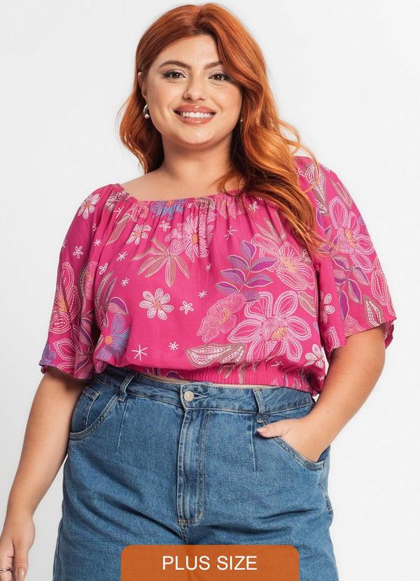 Secret Glam - Blusa Cropped Feminina Plus Size Rosa