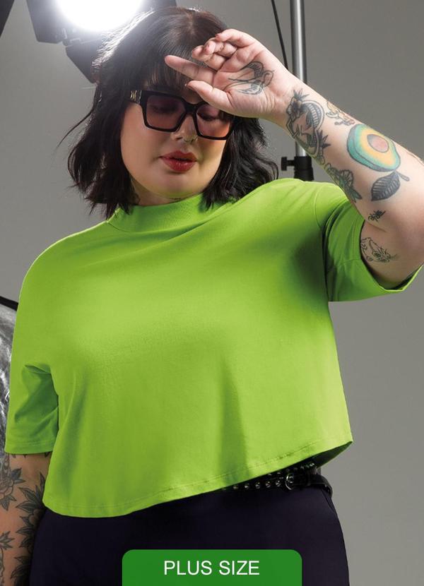 Cativa - Blusa Estilo Cropped Plus Size Verde
