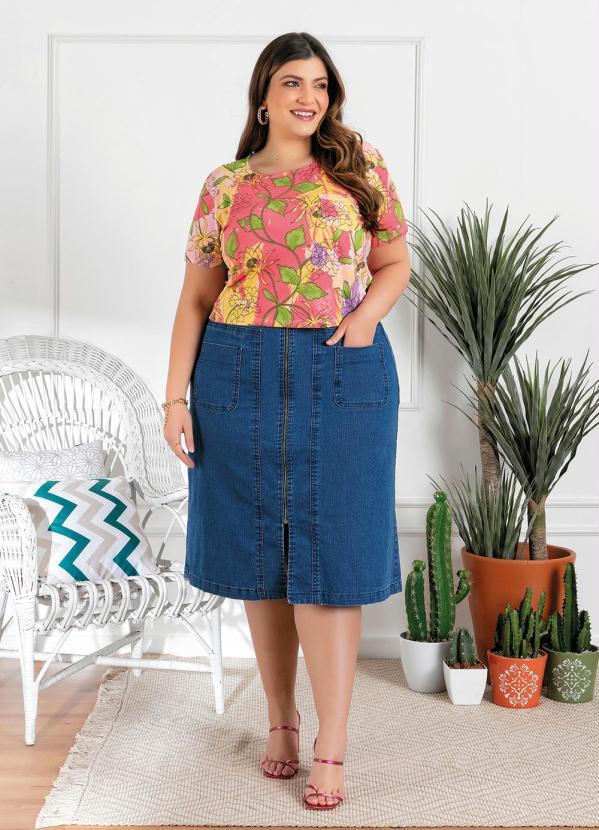 Outlet - Blusa Plus Size Floral Mangas Curtas 3