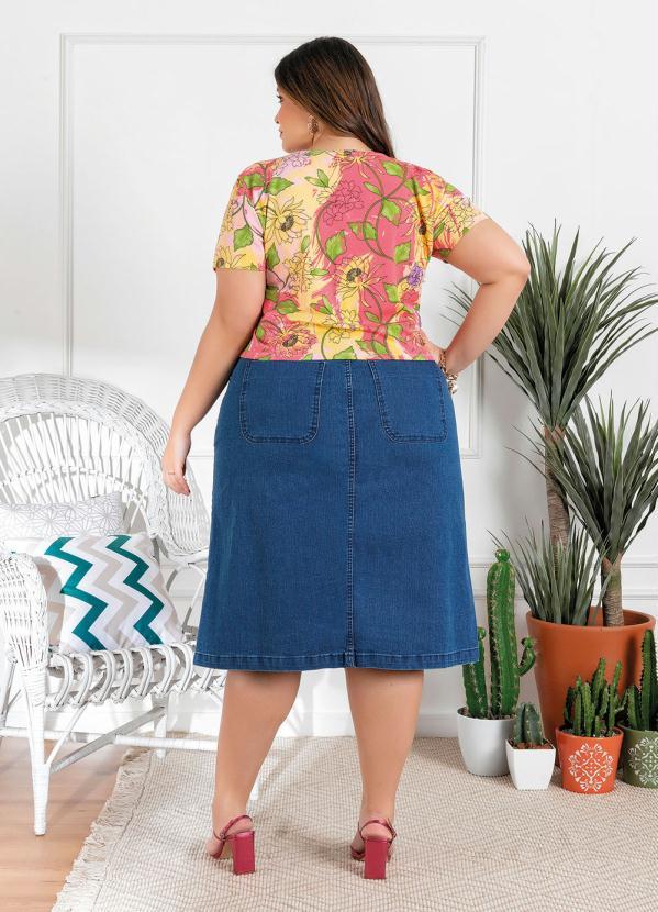 Outlet - Blusa Plus Size Floral Mangas Curtas 2