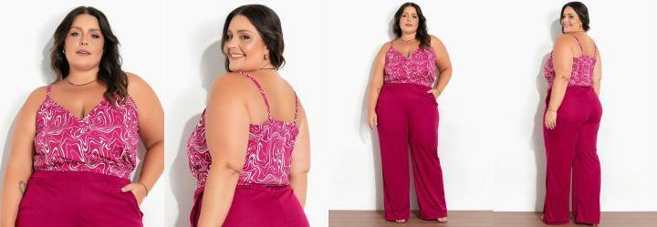 Cropped Abstrato Pink Transpassado Plus Size
