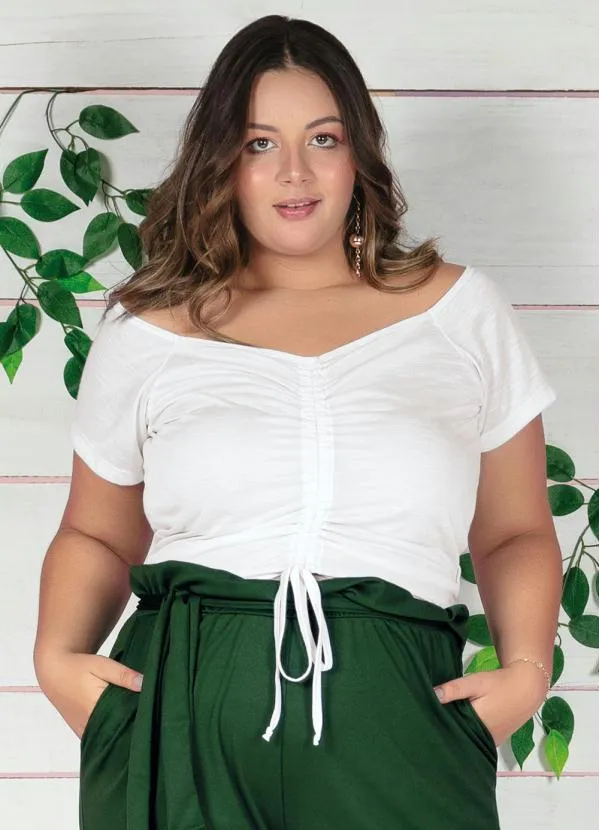 Marguerite - Cropped Branco com Cordão Ajustável Plus Size 3