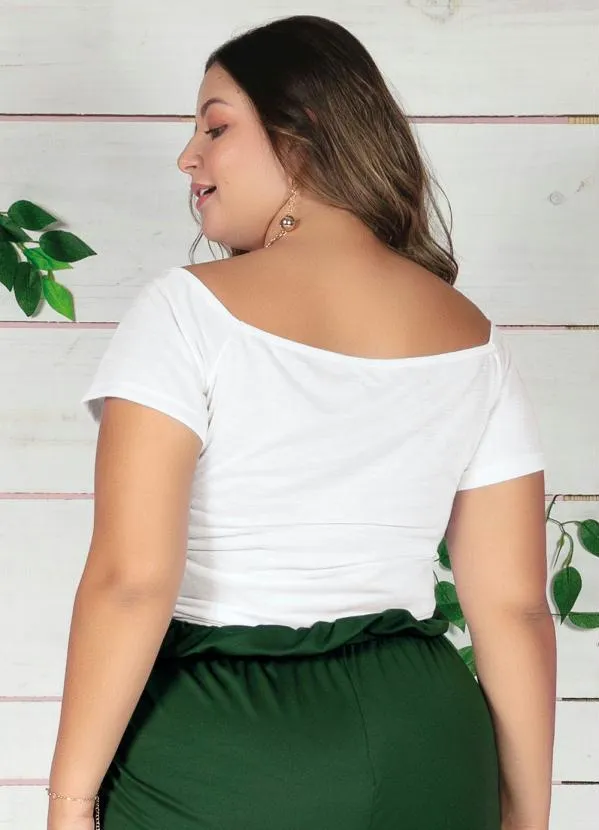 Marguerite - Cropped Branco com Cordão Ajustável Plus Size 4