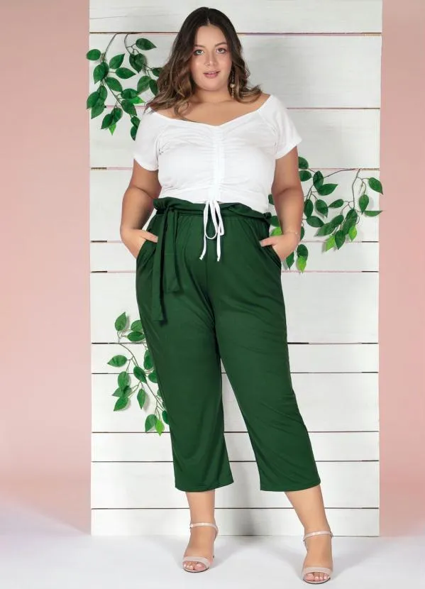 Marguerite - Cropped Branco com Cordão Ajustável Plus Size 5