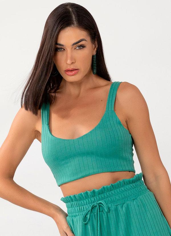 Donna Peck - Cropped Canelado Verde