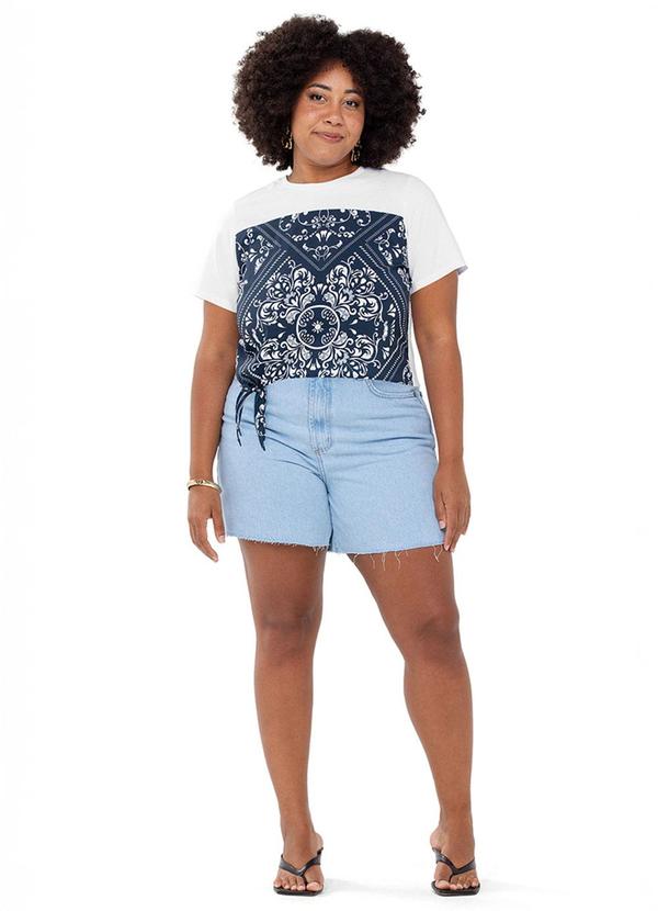 Rezzato - Cropped Estampado com Amarração Plus Size Azul 2