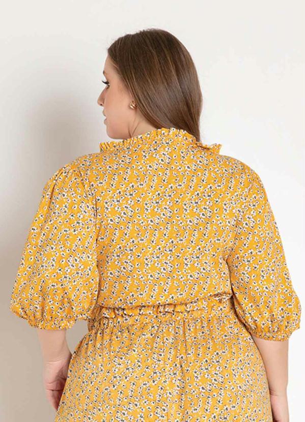 Marguerite - Cropped Floral Amarelo com Frufru Plus Size 4