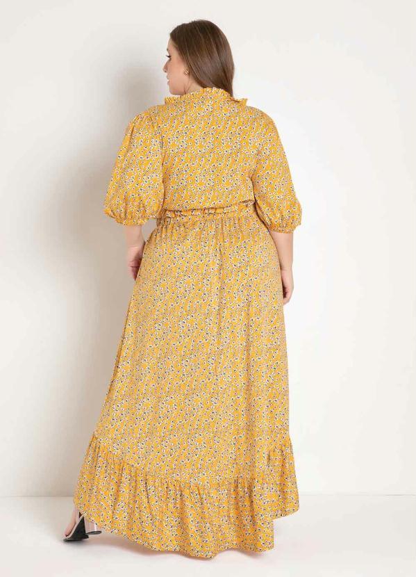 Marguerite - Cropped Floral Amarelo com Frufru Plus Size 2