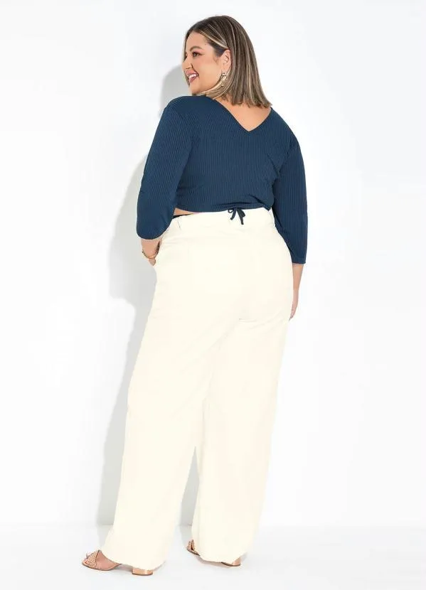 Marguerite - Cropped Marinho Amarração nas Costas Plus Size 4