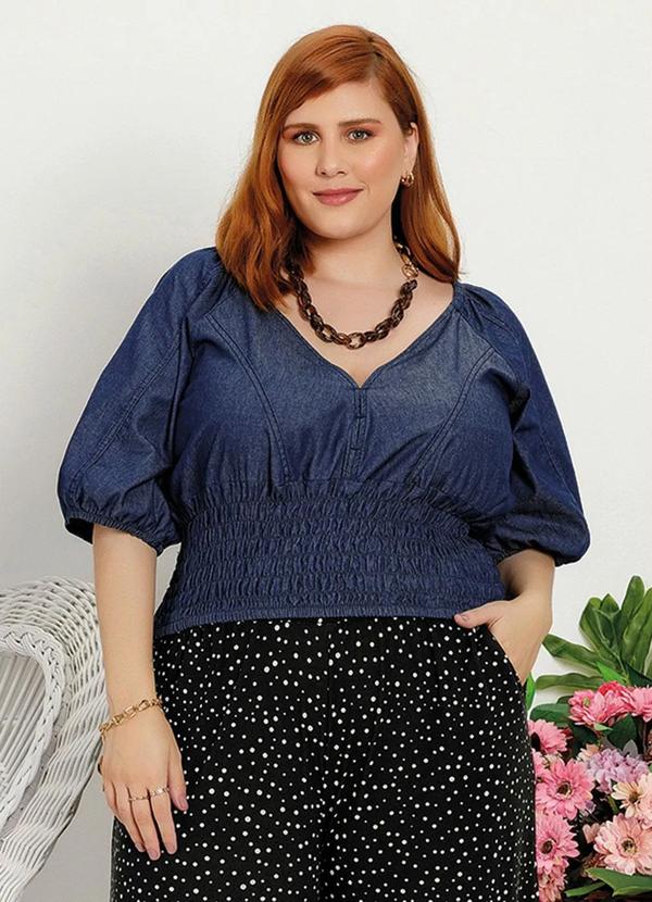 Outlet - Cropped Plus Size Jeans Médio com Lastex 2