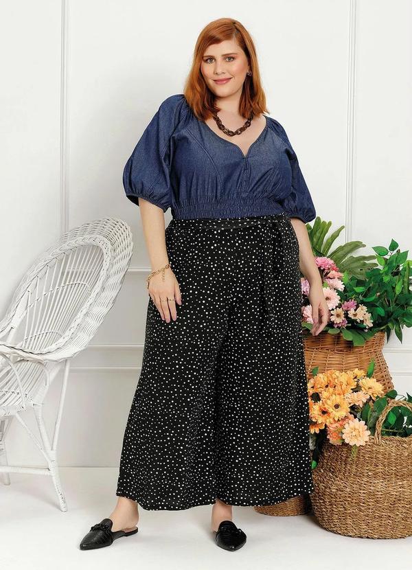 Outlet - Cropped Plus Size Jeans Médio com Lastex 3