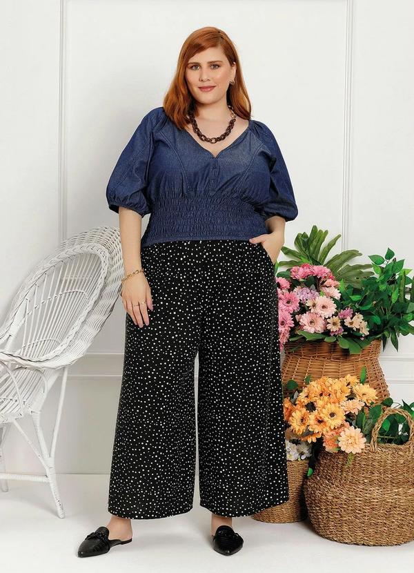 Outlet - Cropped Plus Size Jeans Médio com Lastex 4