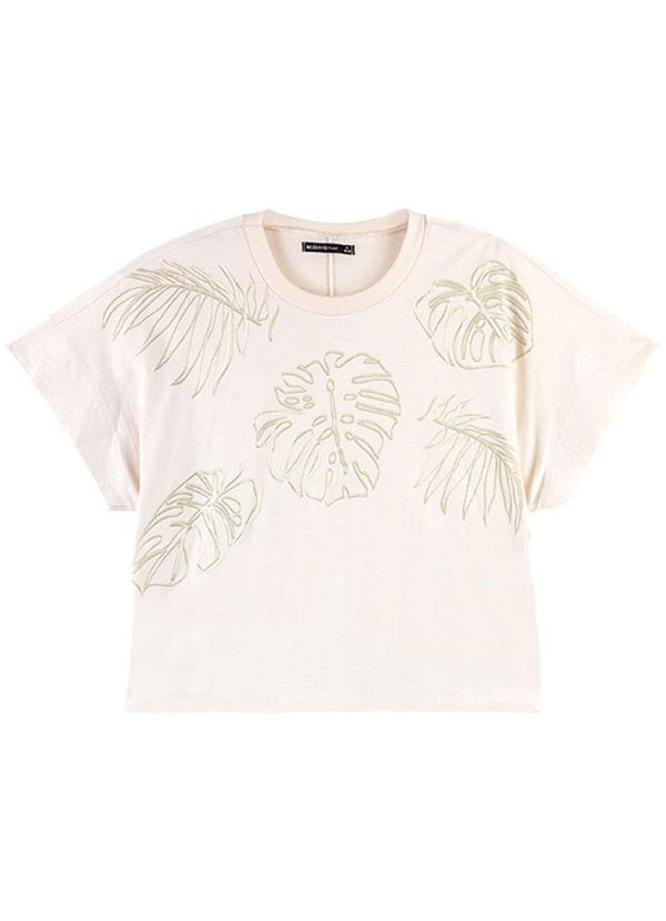 Rezzato - Cropped Summer Leafs Plus Size Feminino Branco