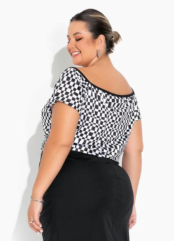 Marguerite - Cropped Xadrez com Cordão Ajustável Plus Size 2