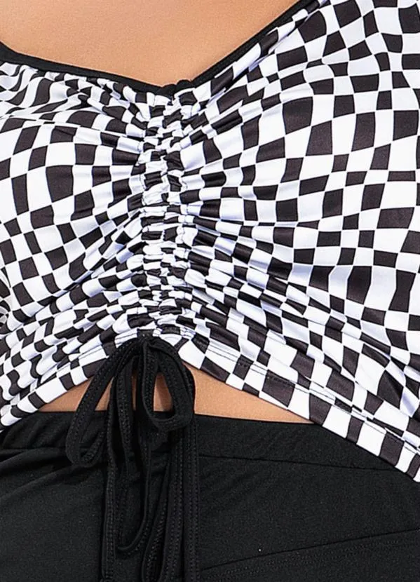 Marguerite - Cropped Xadrez com Cordão Ajustável Plus Size 3