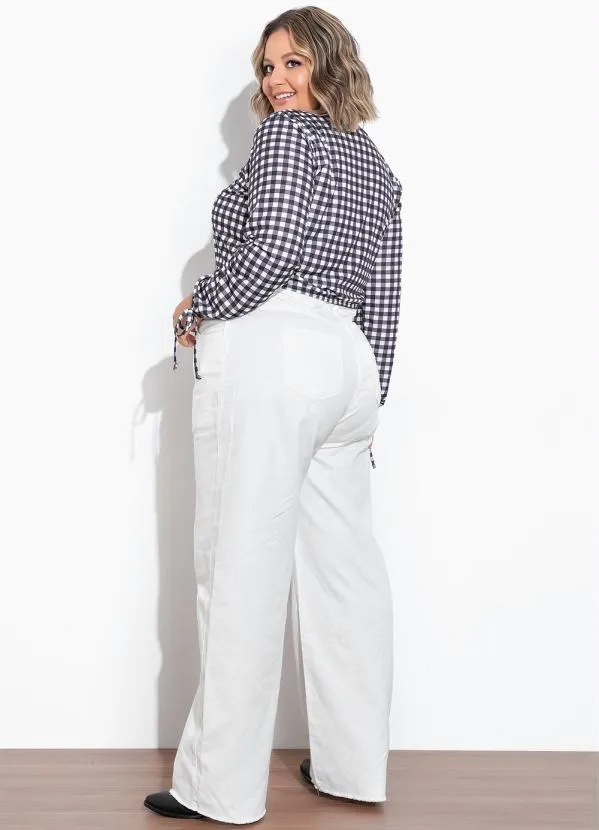 Marguerite - Cropped Xadrez Preto com Amarração Plus Size 5