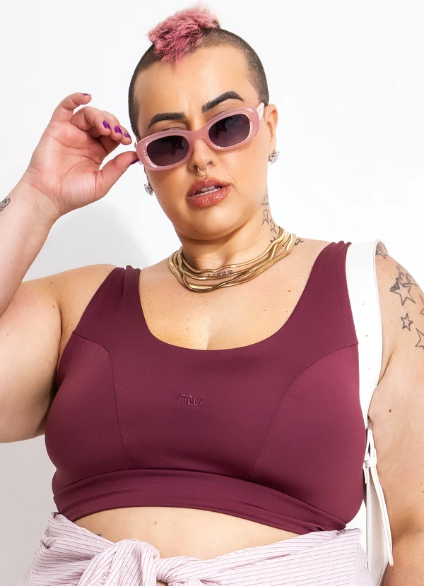 Marguerite - Top Bordô em Malha Suplex com Proteção Uv