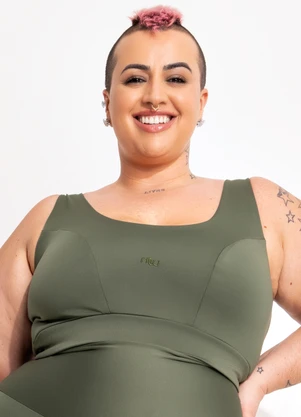 Marguerite - Top Verde Militar em Malha Suplex com Uv - MARGUERITE