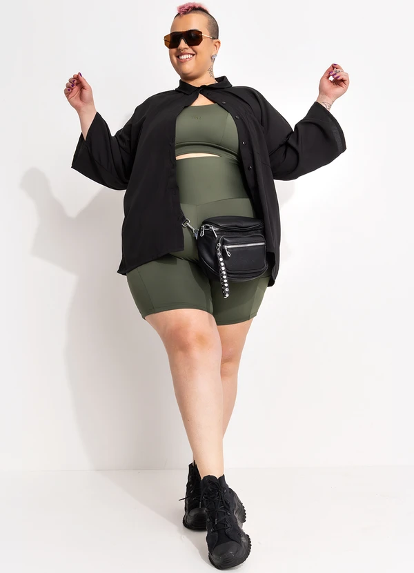 Marguerite - Top Verde Militar em Malha Suplex com Uv 14