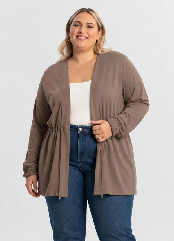 Cardigan Molecotton Plus Size Marrom - Secret Glam
