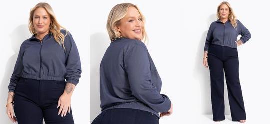 Casaco Azul em Malha Denim