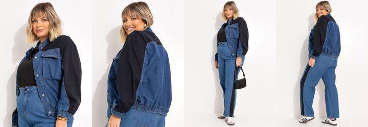 Casaco Jeans Azul Escuro em Jeans