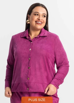 Secret Glam - Casaco Plus Size Feminino em Suede Roxo - SECRET GLAM
