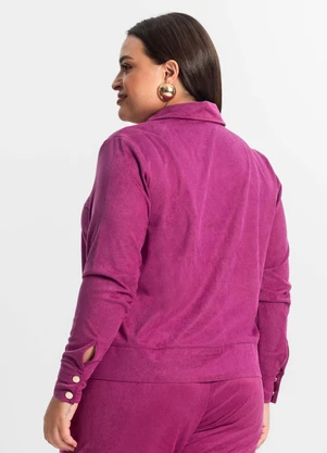Secret Glam - Casaco Plus Size Feminino em Suede Roxo - SECRET GLAM