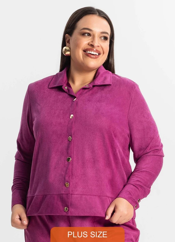 Secret Glam - Casaco Plus Size Feminino em Suede Roxo