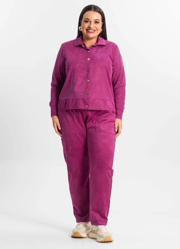 Secret Glam - Casaco Plus Size Feminino em Suede Roxo 3