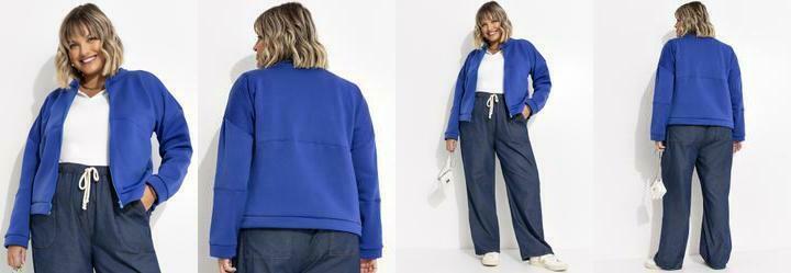 Jaqueta Azul Royal em Malha Plush