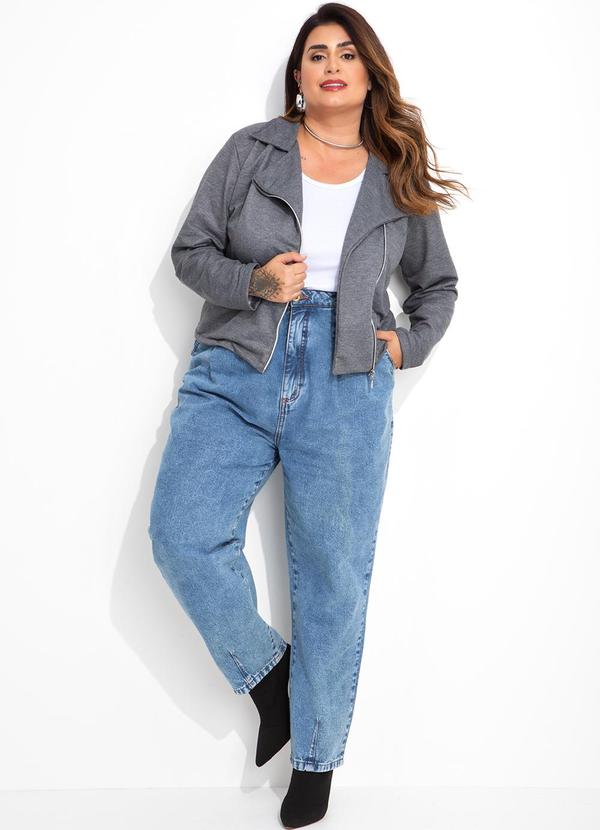 Marguerite - Jaqueta Biker Mescla Escuro em Moletom 3