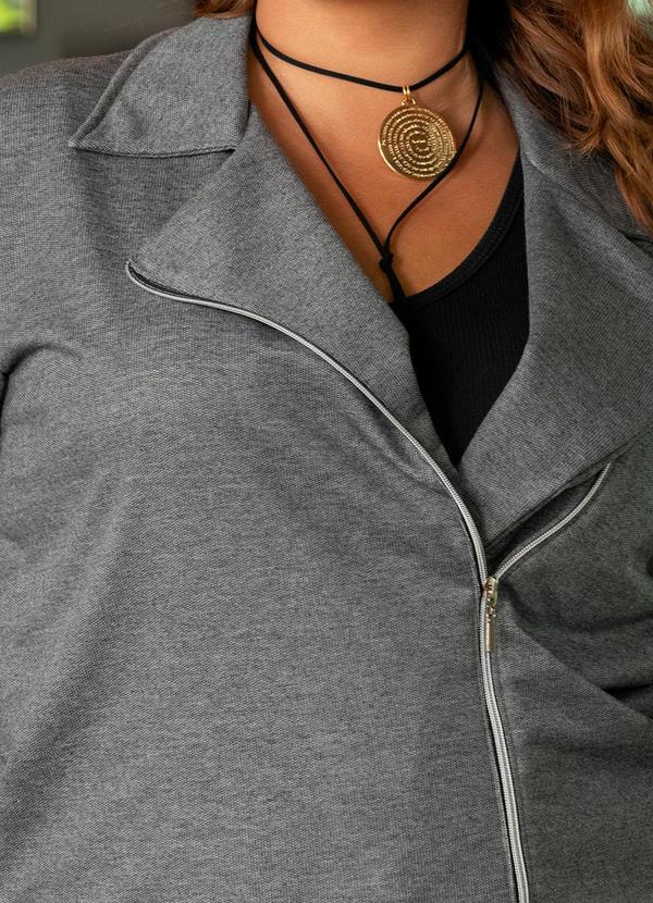 Marguerite - Jaqueta Biker Mescla Escuro em Moletom 8