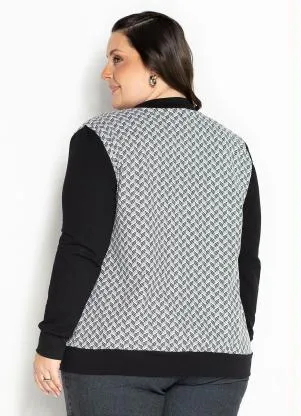 Marguerite - Jaqueta Bomber Abstrata com Zíper Plus Size - MARGUERITE