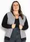 Marguerite - Jaqueta Bomber Xadrez Branco com Zíper Plus Size - variação: Abstrata