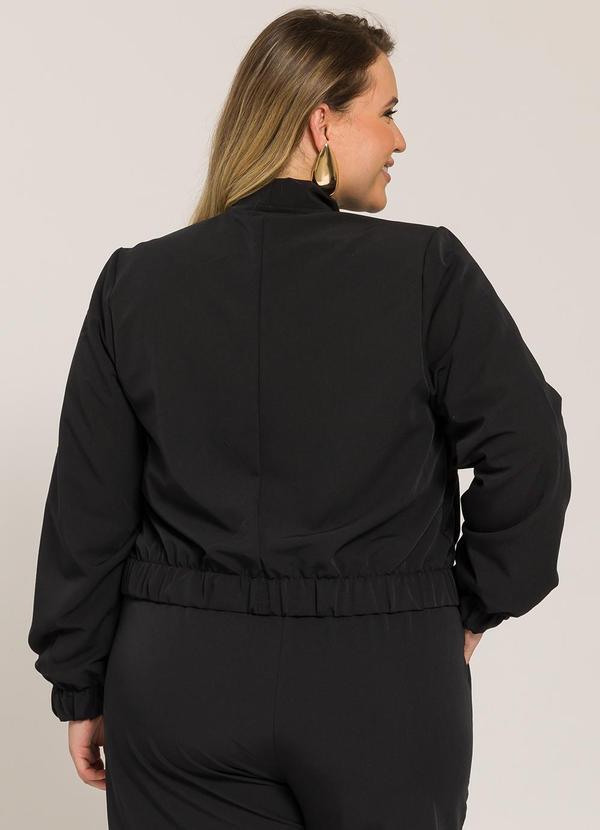 Lisamour - Jaqueta Bomber com Botões Preta 2