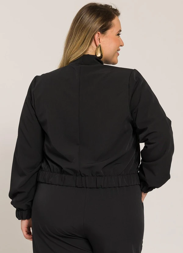 Lisamour - Jaqueta Bomber com Botões Preta 4