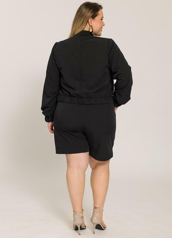 Lisamour - Jaqueta Bomber com Botões Preta 4