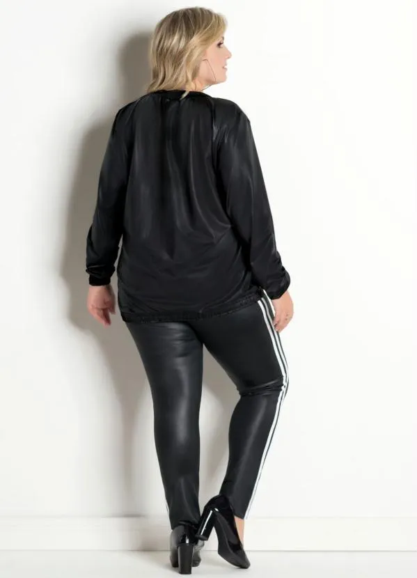 Marguerite - Jaqueta Bomber em Cirrê Preta Plus Size 4