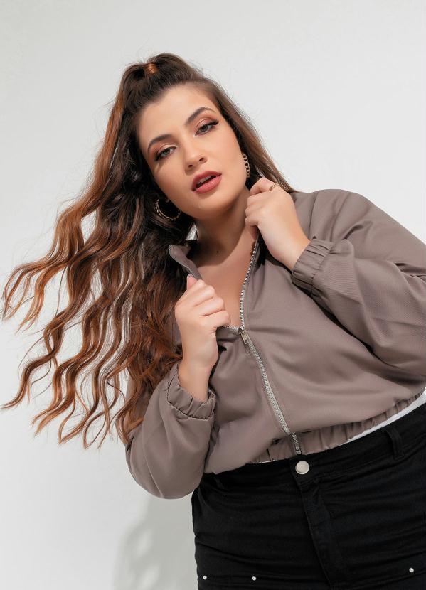 Outlet - Jaqueta Bomber Plus Size Cinza 4