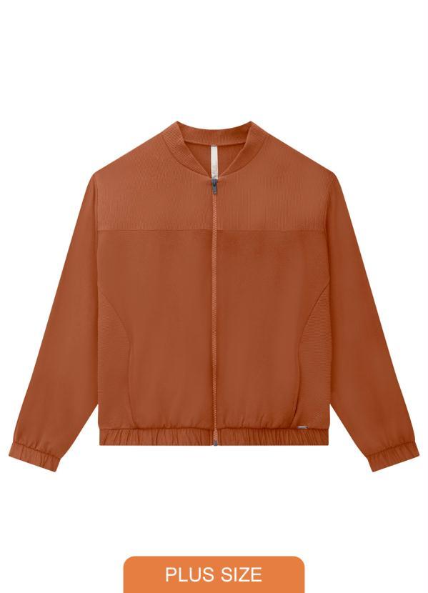 Lunender Mais Mulher - Jaqueta Bomber Plus Size em Moletom S Terracota
