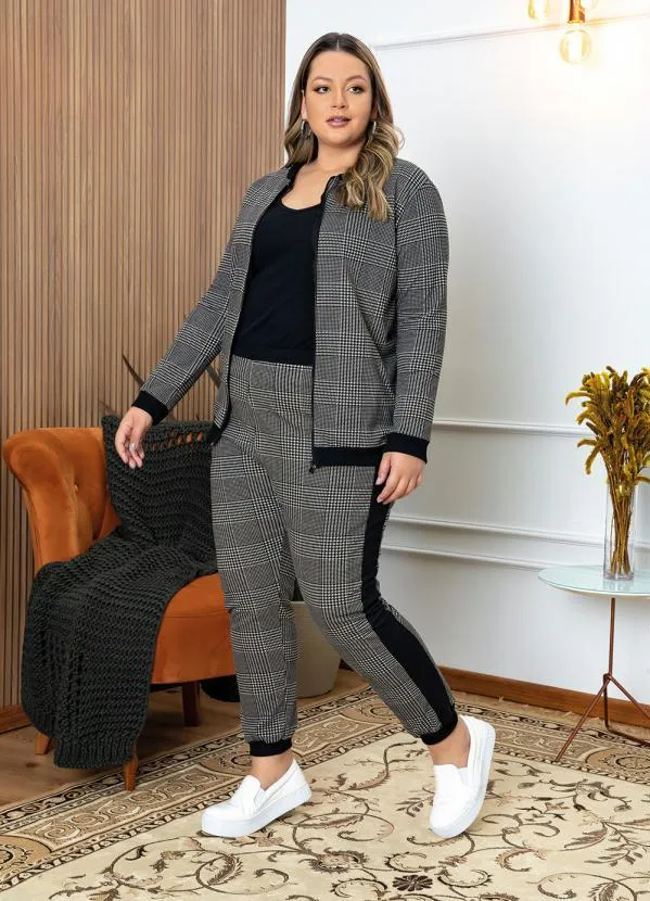 Marguerite - Jaqueta Bomber Xadrez Mescla Plus Size 3