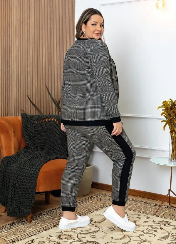 Marguerite - Jaqueta Bomber Xadrez Mescla Plus Size 2