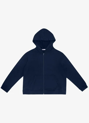 Secret Glam - Jaqueta com Capuz em Moletom Azul - SECRET GLAM