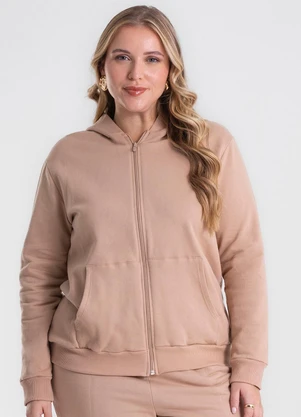 Secret Glam - Jaqueta com Capuz em Moletom Marrom - SECRET GLAM