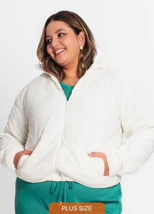 Endless - Jaqueta com Capuz Feminina Plus Size Bege - ENDLESS