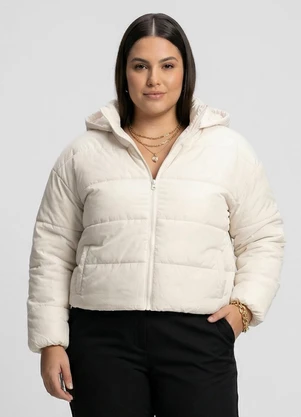 Endless - Jaqueta com Capuz Feminina Plus Size Bege - ENDLESS