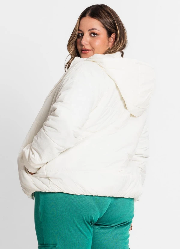Endless - Jaqueta com Capuz Feminina Plus Size Bege 1
